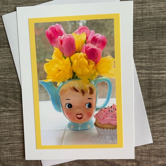 Six beautiful Miss Cutie Pie Teapot 5x7 photo greeting cards - Picture 3 of 6